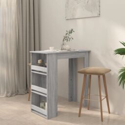Berkfield Home Bar Table with Storage Rack Grey Sonoma 102x50x103.5cm Engineered Wood - Size: 102x50x103.5 cm - thumbnail 3