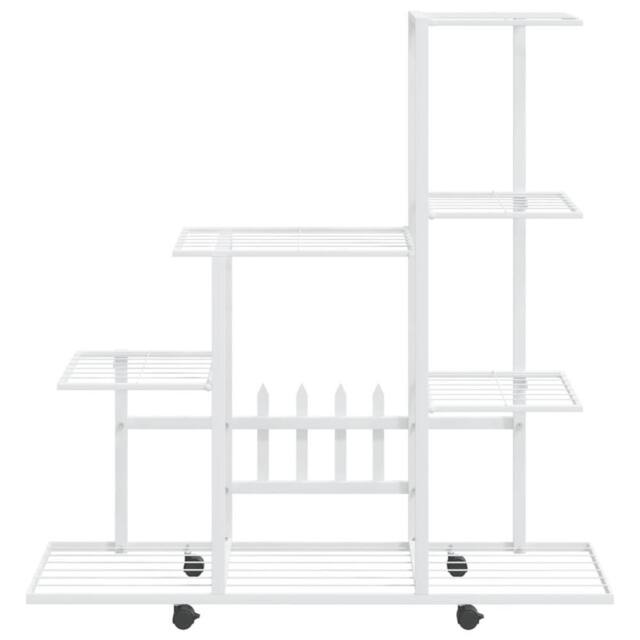 Berkfield Home Decorative Flower Stand with Wheel 94.5x25x92.5 cm White Metal - image 1