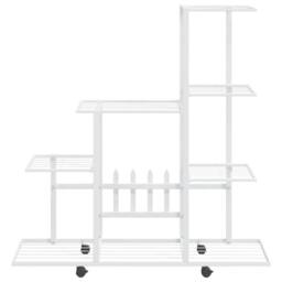 Berkfield Home Decorative Flower Stand with Wheel 94.5x25x92.5 cm White Metal - thumbnail 1