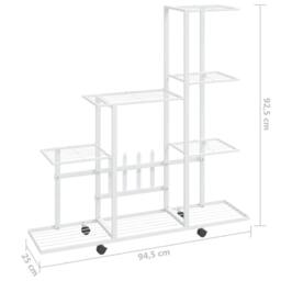 Berkfield Home Decorative Flower Stand with Wheel 94.5x25x92.5 cm White Metal - thumbnail 7