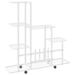 Berkfield Home Decorative Flower Stand with Wheel 94.5x25x92.5 cm White Metal - thumbnail 5