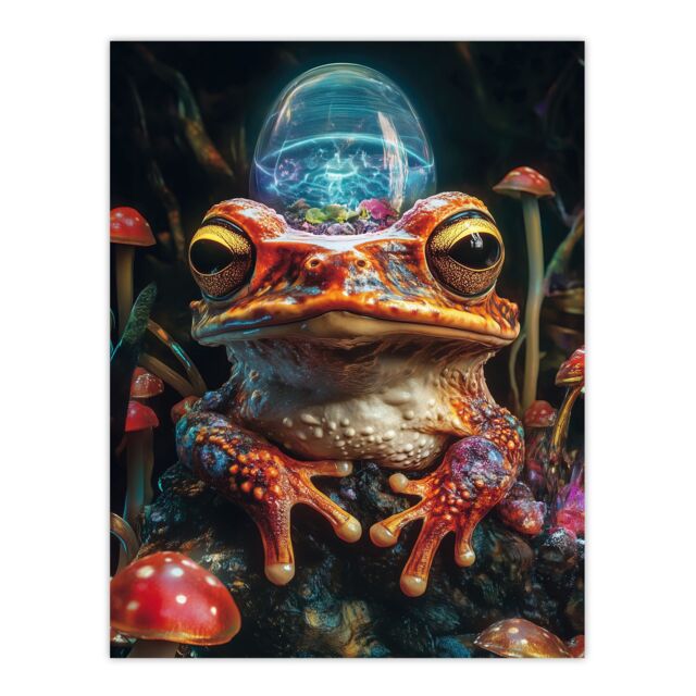 "Artery8 Surreal Toad Mushrooms Trippy Psychedelic Art Wall Art Print - Size: W18"" x H24""" - image 1
