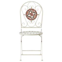Wyld and Coco Garden Vista White Metal Bistro Set Mosaic Table and 2 Folding Chairs - thumbnail 9