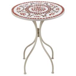 Wyld and Coco Garden Vista White Metal Bistro Set Mosaic Table and 2 Folding Chairs - thumbnail 5