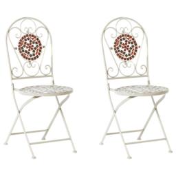 Wyld and Coco Garden Vista White Metal Bistro Set Mosaic Table and 2 Folding Chairs - thumbnail 7