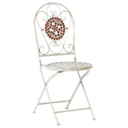 Wyld and Coco Garden Vista White Metal Bistro Set Mosaic Table and 2 Folding Chairs - thumbnail 8