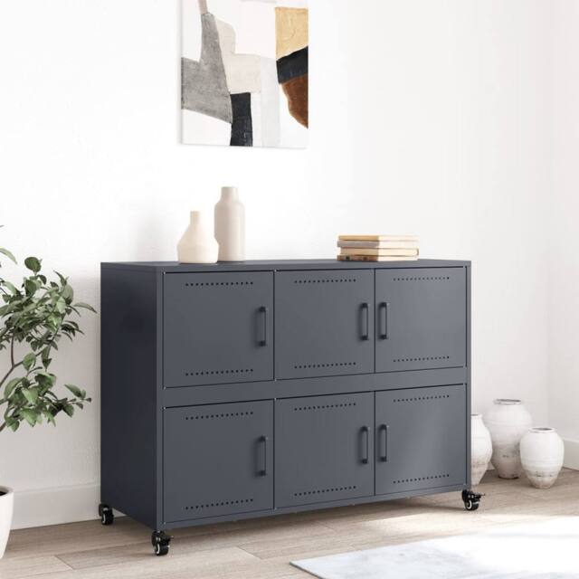 Berkfield Home Sideboard Anthracite 100.5x39x72 cm Steel in Dark Grey - image 1