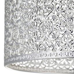 Happy Homewares Ornate Moroccan Style Decorated Metal Pendant Lighting Shade in Silver - thumbnail 3