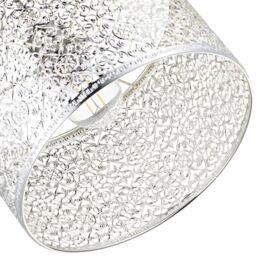 Happy Homewares Ornate Moroccan Style Decorated Metal Pendant Lighting Shade in Silver - thumbnail 4