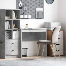 Berkfield Home Writing Desk Concrete grey Particle board, Concrete grey finish - thumbnail 2