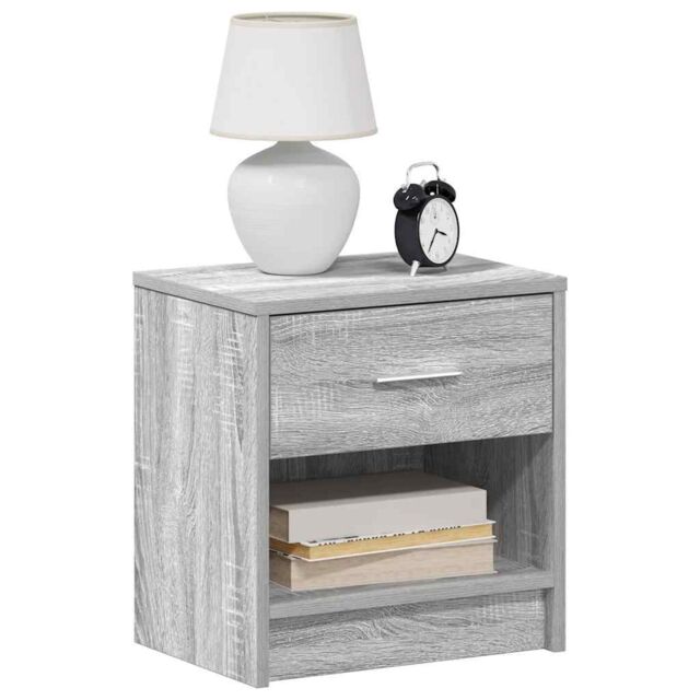 Berkfield Home Bedside Cabinets 2 pcs with Drawer Grey Sonoma 39x28x41 cm in Brown - Size: 39 x 28 x 41 cm - image 1