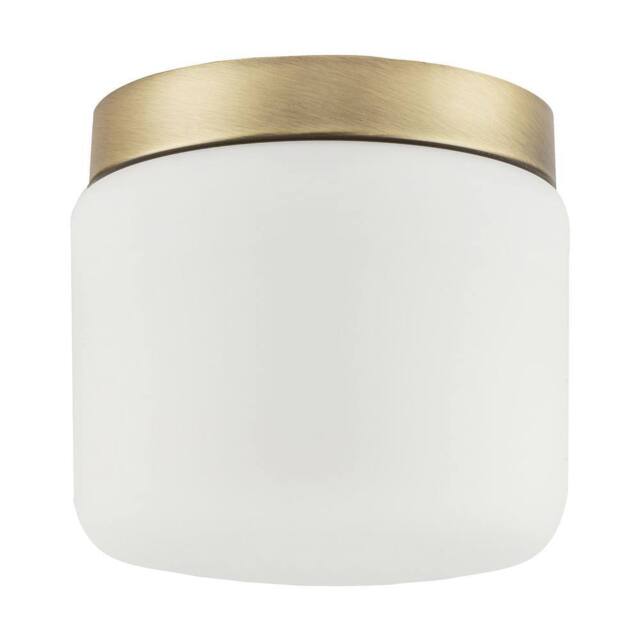 Happy Homewares Modern Bathroom LED Ceiling Light in Antique Brass with Glass Shade in Metallic Gold - image 1