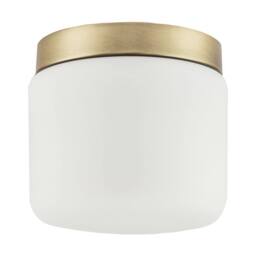 Happy Homewares Modern Bathroom LED Ceiling Light in Antique Brass with Glass Shade in Metallic Gold