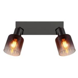 Netlighting Satella Twin Ceiling Spotlight Gunmetal Copper Glass Shade 2x E14 in Grey - thumbnail 4