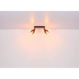 Netlighting Satella Twin Ceiling Spotlight Gunmetal Copper Glass Shade 2x E14 in Grey - thumbnail 6