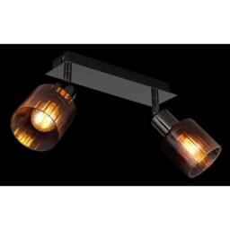Netlighting Satella Twin Ceiling Spotlight Gunmetal Copper Glass Shade 2x E14 in Grey - thumbnail 5
