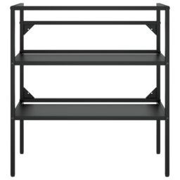Berkfield Home Bathroom Washbasin Frame with Built-in Basin Black Iron - thumbnail 4