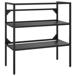 Berkfield Home Bathroom Washbasin Frame with Built-in Basin Black Iron - thumbnail 3