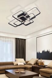 Living and Home Contemporary LED Energy-efficient Semi Flush Ceiling Light in Black - thumbnail 2