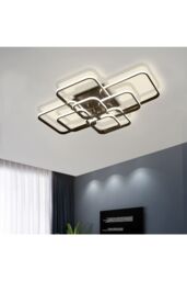 Living and Home Contemporary LED Energy-efficient Semi Flush Ceiling Light in Black - thumbnail 5