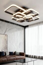 Living and Home Contemporary LED Energy-efficient Semi Flush Ceiling Light in Black - thumbnail 1