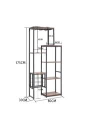 H&O Direct Floor Mounted Wine Rack Display Shelves with Wineglass Hook & Wine Storage in Brown - thumbnail 6
