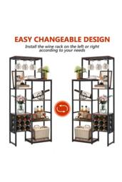H&O Direct Floor Mounted Wine Rack Display Shelves with Wineglass Hook & Wine Storage in Brown - thumbnail 4