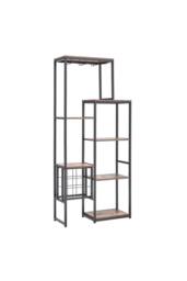 H&O Direct Floor Mounted Wine Rack Display Shelves with Wineglass Hook & Wine Storage in Brown - thumbnail 5