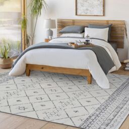 Livabliss Roma-Modern White Grey Charcoal Living Dining Bedroom Rug - Size: 160 cm x 215 cm - thumbnail 7