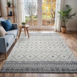 Livabliss Roma-Modern White Grey Charcoal Living Dining Bedroom Rug - Size: 160 cm x 215 cm - thumbnail 1