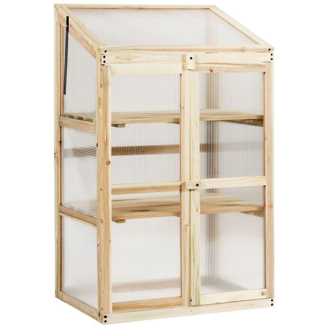 Costway Outdoor Mini Wooden Greenhouse Garden Cold Frame in Natural - image 1