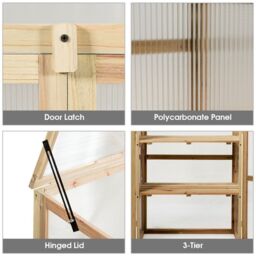 Costway Outdoor Mini Wooden Greenhouse Garden Cold Frame in Natural - thumbnail 7