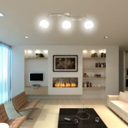Berkfield Home Ceiling Lamp with Glass Shades on Waving Rail for 3 E14 Bulb in White - thumbnail 5