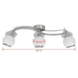 Berkfield Home Ceiling Lamp with Glass Shades on Waving Rail for 3 E14 Bulb in White - thumbnail 6
