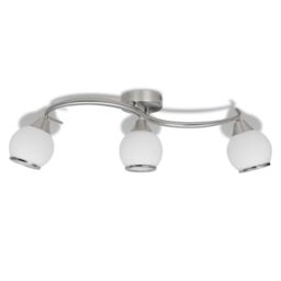 Berkfield Home Ceiling Lamp with Glass Shades on Waving Rail for 3 E14 Bulb in White - thumbnail 2