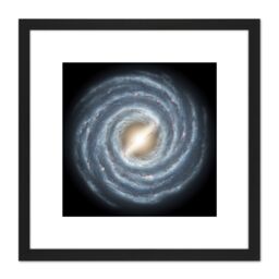 Artery8 Space NASA Galaxy Milky Way Spirals Illustration 8X8 Inch Square Wooden Framed Wall Art Print Picture with Mount in Black - thumbnail 1
