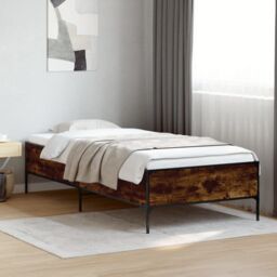 Berkfield Home Bed Frame without Mattress Smoked Oak 75x190 cm Small Single in Brown - thumbnail 1