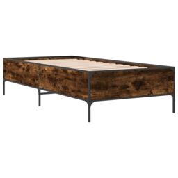 Berkfield Home Bed Frame without Mattress Smoked Oak 75x190 cm Small Single in Brown - thumbnail 3
