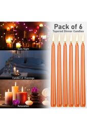 Deco Express Set of 6 Taper Candles in Orange - thumbnail 6