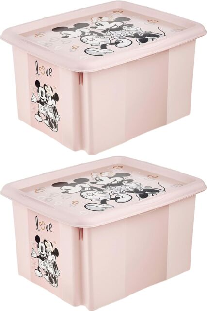 Keeeper Set of 2 Minnie Mouse Turn Around Stackable Box 24 Litre with Lid - Nordic Pink - image 1