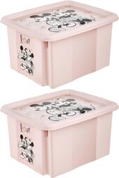 Keeeper Set of 2 Minnie Mouse Turn Around Stackable Box 24 Litre with Lid - Nordic Pink - thumbnail 1