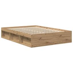 Berkfield Home Durable Bed Frame Frame Artisan Oak 120x190cm Small Double Wood in Brown - thumbnail 7