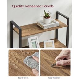 VASAGLE 6-Tier Industrial Bookshelf Storage Unit Office Study Wide in Tan - thumbnail 6