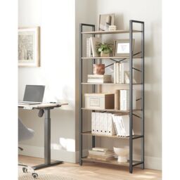 VASAGLE 6-Tier Industrial Bookshelf Storage Unit Office Study Wide in Tan - thumbnail 2