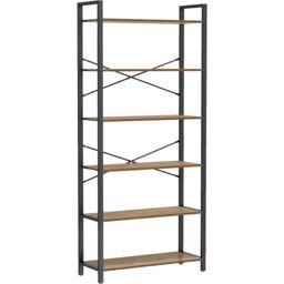 VASAGLE 6-Tier Industrial Bookshelf Storage Unit Office Study Wide in Tan - thumbnail 9
