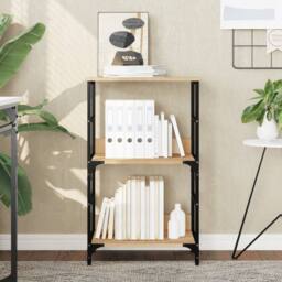 Berkfield Home Decorative Bookshelf Sonoma Oak 50x33x82 cm Engineered Wood in Light Tan - Size: 50 x 33 x 82 cm - thumbnail 2