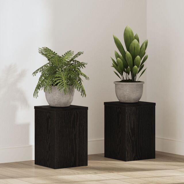 Berkfield Home Plant Stands 2 pcs Black Oak 20x20x30 cm Engineered Wood - Size: 20 x 20 x 30 cm - image 1