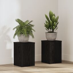 Berkfield Home Plant Stands 2 pcs Black Oak 20x20x30 cm Engineered Wood - Size: 20 x 20 x 30 cm - thumbnail 1