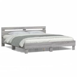 Berkfield Home Bed Frame with LED without Mattress Grey Sonoma 180x200 cm Super King - thumbnail 1