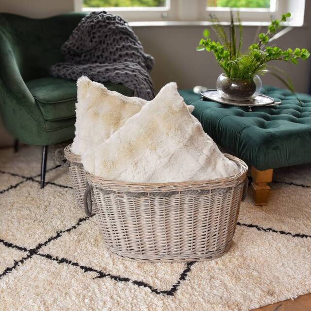 Madison & Mayfair Oval Log Basket in Light Grey - image 1